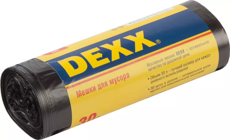 Мешки для мусора DEXX, черные, 30л, 30шт 39150-30 купить в Сургуте
