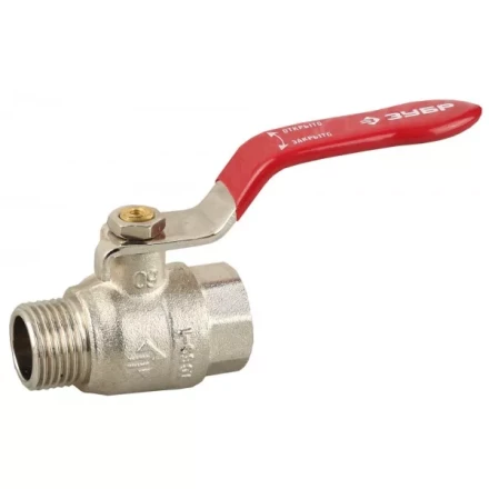 Кран ЗУБР шаровой 3/4&quot; полнопроходной &quot;мама-папа&quot;, ручка, никелированная латунь 51351-N-3/4 купить в Сургуте