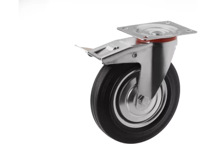 Аппаратное поворотное колесо с тормозом HITCH 125*34 резина черная SCb55 (SZ084867) купить в Сургуте