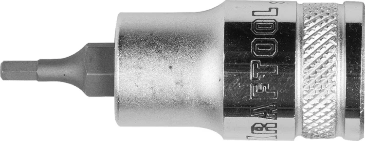 Торцовая бита-головка KRAFTOOL "INDUSTRIE QUALITAT", материал S2, HEX, сатинированная, 1/2", H3 27908-03_z01 купить в Сургуте