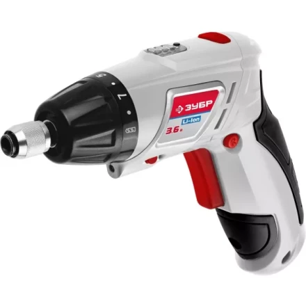 Отвертка аккум ЗУБР реверс,2 полож.корпуса,подсветка,регул. момента,набор из бит и сверл,Литий-ион 1,5 Ач, 3Нм, 3,6В ЗО-3.6-ЛИ купить в Сургуте