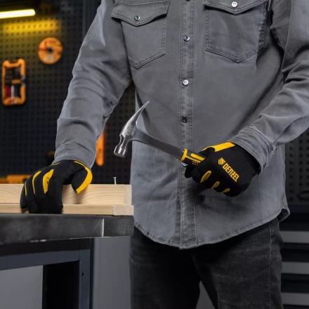 Молоток-гвоздодер 350 г Denzel, цельнометаллический, двухкомпонентная рукоятка 10422 купить в Сургуте