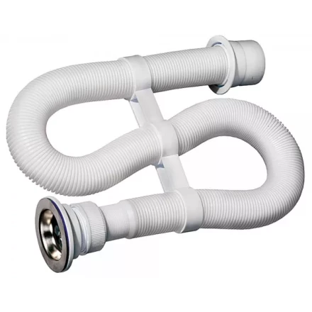 Сифон ЗУБР &quot;МАСТЕР&quot; гофрированный для моек и раковин, выпуск - нержавеющая чашка, 0,9м 51883-09 купить в Сургуте