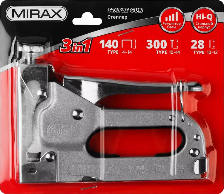 Степлер для скоб 3-в-1: тип 140 (4-14 мм) / 300 (10-14 мм) / 28 (10-12 мм), MIRAX 3146 купить в Сургуте