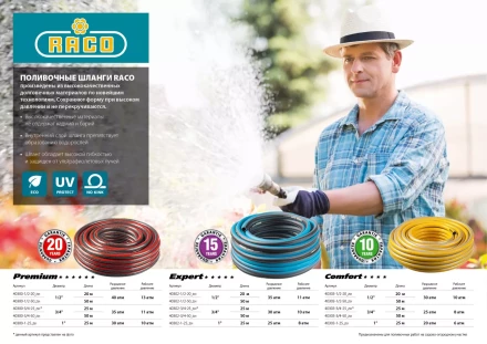 Шланг RACO &quot;PREMIUM&quot; поливочный, 40атм., армированный, 3-х слойный, 3/4&quot;х25м 40300-3/4-25 купить в Сургуте