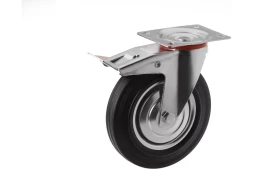 Аппаратное поворотное колесо с тормозом HITCH 200*44 резина черная SCb80 (SZ084869)