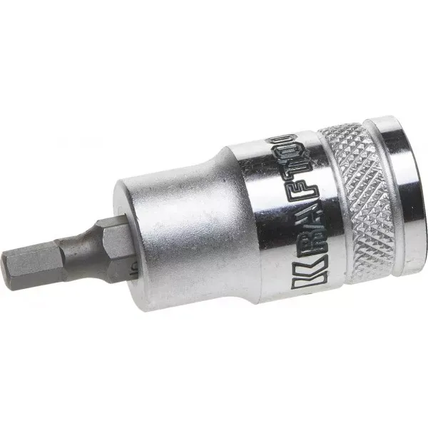 Торцовая бита-головка KRAFTOOL "INDUSTRIE QUALITAT", материал S2, HEX, сатинированная, 1/2", H5 27908-05_z01 купить в Сургуте