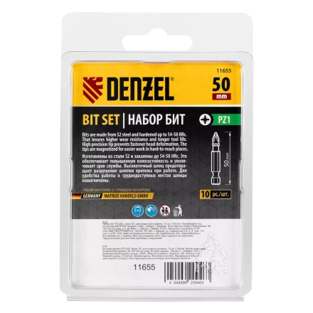 Бита PZ1х50, сталь S2, шестигранный профиль, 10 шт. Е 6,3 Denzel 11655 купить в Сургуте