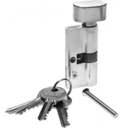 Механизм ЗУБР "МАСТЕР" цилиндровый, тип "ключ-защелка", цвет хром, 5-PIN, 60мм 52103-60-2