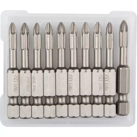 Биты &quot;ЕХPERT&quot; торсионные кованые, обточенные, KRAFTOOL 26123-1-50-10, Cr-Mo сталь, тип хвостовика E 1/4&quot;, PZ1, 50мм, 10шт 26123-1-50-10 купить в Сургуте