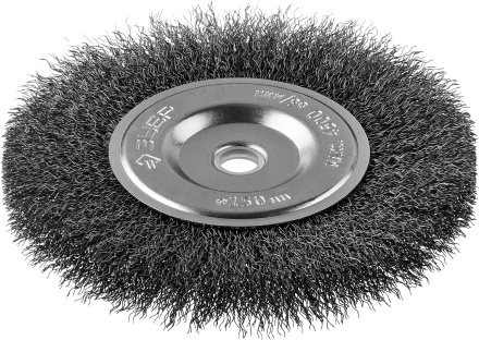 ЗУБР &quot;ПРОФЕССИОНАЛ&quot;. Щетка дисковая для точильно-шлифовального станка, витая стальная проволока 0,3мм, 150х12,7мм 35185-150_z02 купить в Сургуте