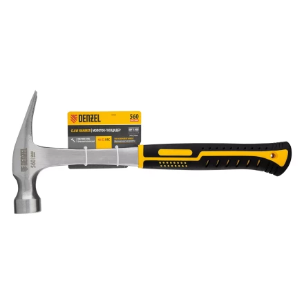 Молоток-гвоздодер 560 г Denzel 10424, цельнометаллический, двухкомпонентная рукоятка купить в Сургуте
