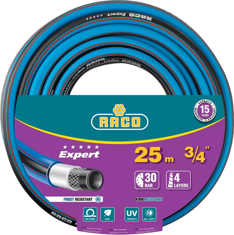 Шланг RACO EXPERT поливочный, 30атм., армированный, 4-х слойный, 3/4"x25м 40302-3/4-25_z01 купить в Сургуте