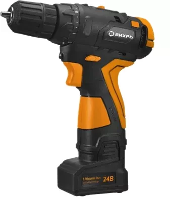 Дрель-шуруповерт аккумуляторная Вихрь ДА-24Л-2К/Б бесщеточный двигатель купить в Сургуте