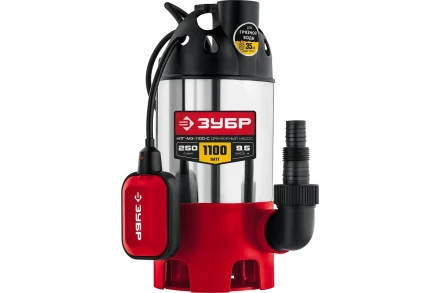 ЗУБР 1100 Вт, дренажный насос для грязной воды, корпус - нерж. сталь (НПГ-М3-1100-С) купить в Сургуте