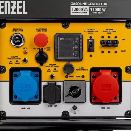 Генератор бензиновый Denzel PS-120EAD-3, 12 кВт,230/400 В, 40л, разъём ATS,перекл.режима,эл.старт купить в Сургуте