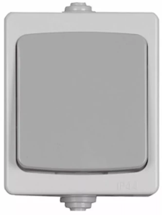 Выключатель СВЕТОЗАР &quot;АВРОРА&quot; одноклавишный, IP44, цвет серо-белый, 10А/~250В SV-54332-W купить в Сургуте