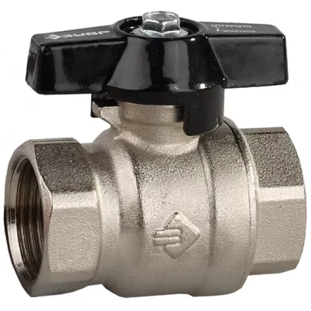 Кран шаровой ЗУБР полнопроходной &quot;мама-мама&quot;, бабочка, хромиров латунь, 3/4&quot; 4-51323-C-3/4 купить в Сургуте