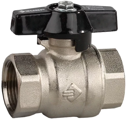 Кран шаровой ЗУБР полнопроходной &quot;мама-мама&quot;, бабочка, хромиров латунь, 3/4&quot; 4-51323-C-3/4 купить в Сургуте