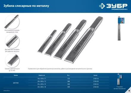 ЗУБР Двутавр, 16 х 150 мм, усиленное двутавровое слесарное зубило по металлу, Профессионал (2104-16) купить в Сургуте