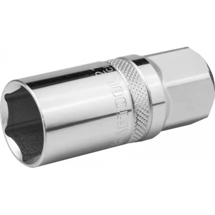 Торцовая головка KRAFTOOL &quot;INDUSTRIE QUALITAT&quot;, свечная с магнитом, Cr-V, FLANK, хромосатинированная, 1/2&quot;, 21 мм 27813-21_z01 купить в Сургуте