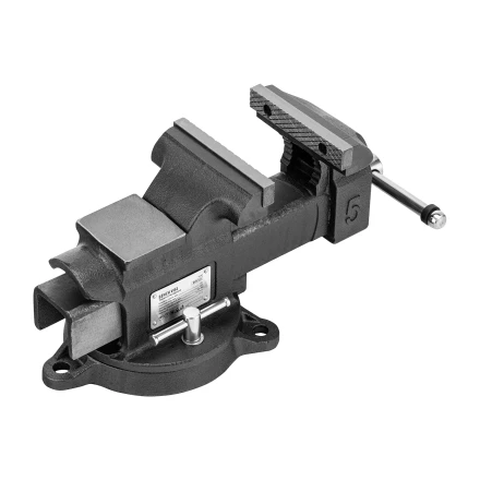 Тиски слесарные BVH-125, 125 мм, поворотные, стальная направляющая, с наковальней //Denzel 18684 купить в Сургуте