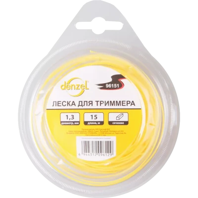 Леска для триммера квадратная, 1,3мм х 15м Denzel Россия 96151
