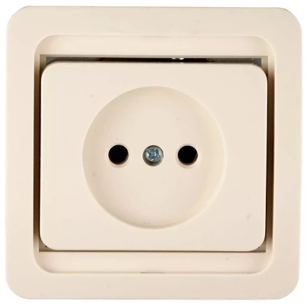 Розетка СВЕТОЗАР &quot;ГАММА&quot; одинарная, цвет бежевый, 16А/~250В SV-54100-B купить в Сургуте
