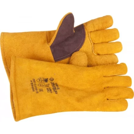 Термостойкие краги ЗУБР для сварки и тяжелых механических работ, утепленные, спилковые, 350мм 11335-XL купить в Сургуте