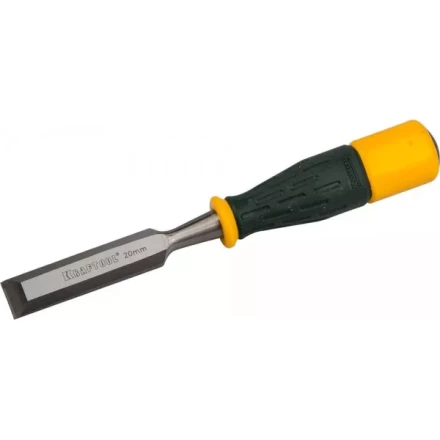 Стамеска KRAFTOOL &quot;EXPERT&quot; упрочненное полотно, ударочпрочная двухкомп ручка, стальной затыльник для ударных работ,20мм 1815-20_z01 купить в Сургуте