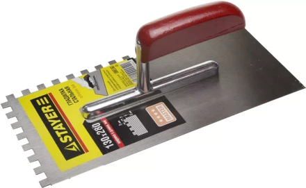 Гладилка STAYER &quot;MASTER&quot; стальная с деревянной ручкой, зубчатая, 8х8мм 0801-08 купить в Сургуте