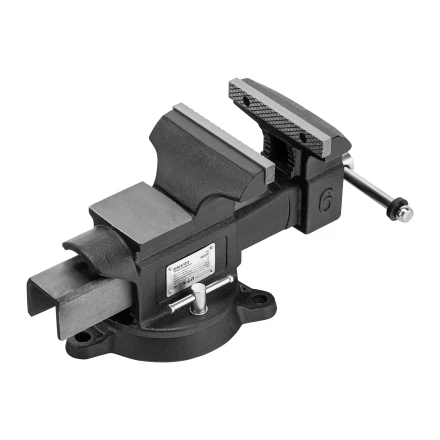 Тиски слесарные BVH-150, 150 мм, поворотные, стальная направляющая, с наковальней //Denzel 18685 купить в Сургуте