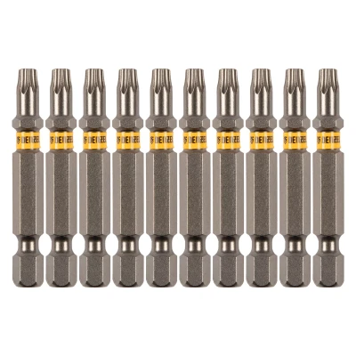 Бита TX 25х50, сталь S2, шестигранный профиль, 10 шт. Е 6,3 Denzel 11670