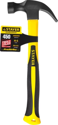 Молоток-гвоздодер &quot;Fiberglass&quot; с фиберглассовой рукояткой, 450 г, STAYER Professional 2026-450_z01 купить в Сургуте