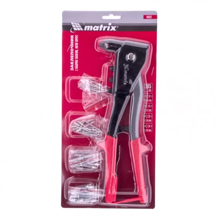 Заклепочник литой 260 мм с набором заклепок заклепки 2,4-3,2-4,0-4,8 мм Matrix 40552 купить в Сургуте