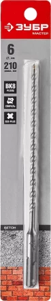 Бур по бетону SDS-Plus ЗУБР &quot;МАСТЕР&quot;, 2 резца, спираль 4С, 6х210мм 29315-210-06 купить в Сургуте