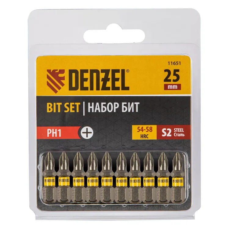 Бита PH1х25, сталь S2, шестигранный профиль, 10 шт. Е 6,3 Denzel 11651 купить в Сургуте