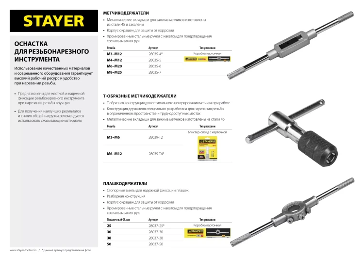 Метчикодержатель STAYER "PROFI", №4, М3-М12, 204мм 28035-4 купить в Сургуте