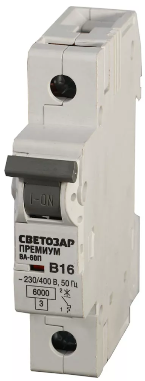Выключатель автоматический СВЕТОЗАР "ПРЕМИУМ" 1-полюсный, 6 A, "B", откл. сп. 6 кА, 230 / 400 В SV-49011-06-B купить в Сургуте
