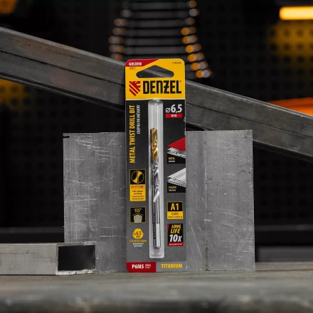 Сверло спиральное по металлу Denzel  6,5 x 100 мм, Р6М5, Golden Tip 718236 купить в Сургуте