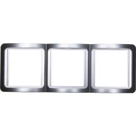 Панель СВЕТОЗАР &quot;ГАММА&quot; накладная, вертикальная, цвет светло-серый металлик, 3 гнезда SV-54149-SM купить в Сургуте