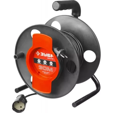 Удлинитель ЗУБР &quot;МАСТЕР&quot; на катушке, ПВС 2х1кв мм, 1 гнездо, макс мощн 2200Вт, 30м 55075-30 купить в Сургуте