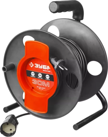Удлинитель ЗУБР &quot;МАСТЕР&quot; на катушке, ПВС 2х1кв мм, 1 гнездо, макс мощн 2200Вт, 30м 55075-30 купить в Сургуте