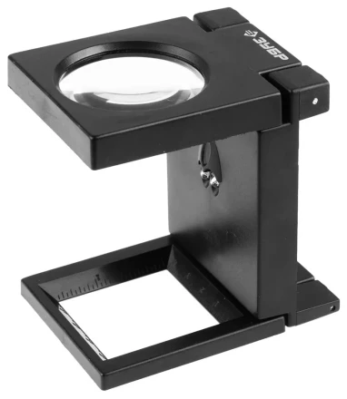 Лупа ЗУБР &quot;МАСТЕР&quot; складная на подставке, светодиодная подсветка, 5 кратное увеличение, диаметр 50мм 40542-50 купить в Сургуте