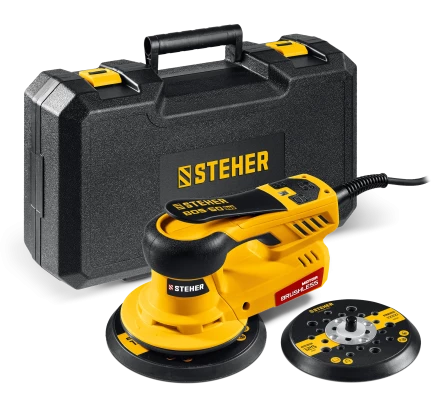 STEHER BOS-50 Duo, d125 / d150 мм, 5.0 мм, 350 Вт, бесщеточная орбитально-шлифовальная машина, кейс (BOS-50) купить в Сургуте
