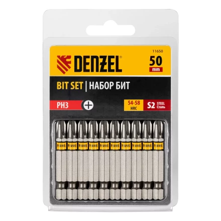 Бита PH3х50, сталь S2, шестигранный профиль, 10 шт. Е 6,3 Denzel 11650 купить в Сургуте