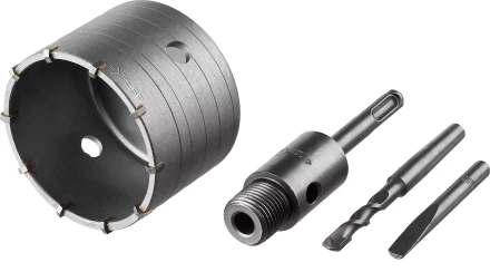 Коронка ЗУБР буровая, коническая посадка центрирующего сверла, SDS-Plus хвостовик, в сборе, 80мм 2918-80_z01 купить в Сургуте