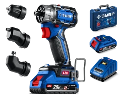Бесщеточная дрель-шуруповерт Зубр КОМПАКТ Комби #2, 2 АКБ LMS (2 Ач), в кейсе DB-50-22-H3 серия «ПРОФЕССИОНАЛ»