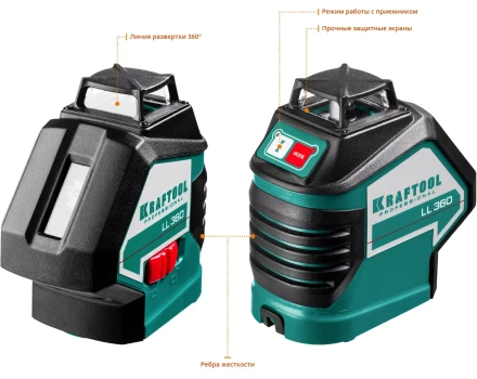 Нивелиры лазерные LL-360, 360 град, 20/70м, IP54 34645-2 купить в Сургуте