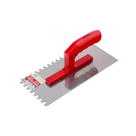 Гладилка стальная 280 x 130 мм зеркальная полировка пластмастмассовая ручка зуб 8 x 8 мм Matrix 86778 купить в Сургуте